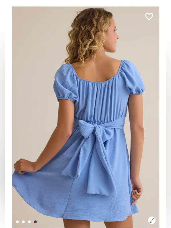 Altar'd State Baby Blue Puff Sleeve Empire Dress size medium. - Image 3