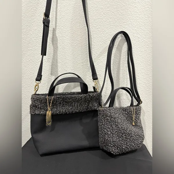 Nanette Lepore Black and Gray Crossbody Bag Set Mom and Daughter - Image 2