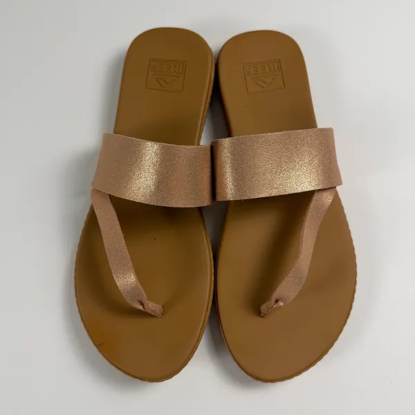 Reef Women's Rose Gold Thong Sandals Metallic Beachwear Summer Slide Size 11 - Image 3