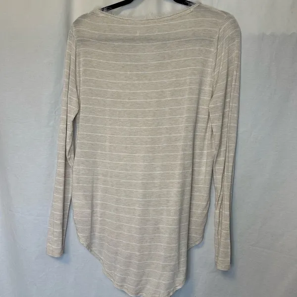 Abercrombie & Fitch A&F Long Sleeve V-Neck Striped Tunic Fringe Accent M - Image 8