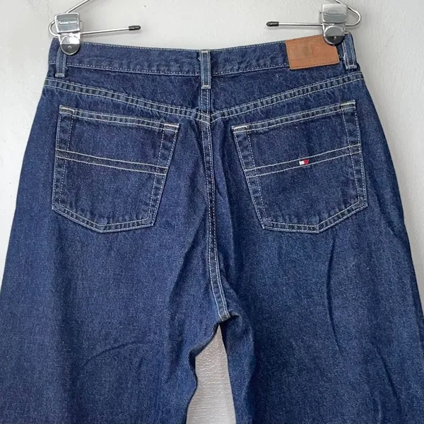 Vintage 90s Tommy Hilfiger Jeans Womens Size 8 Dark Baggy High Waist Mom 30X31 - Image 2