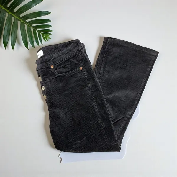 Zara Woman High-Rise Corduroy Button-Fly Cropped Kick Flare Pants - Image 7