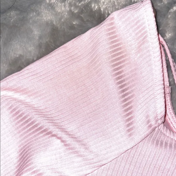 No Boundaries Pink Ribbed Heart Ring Crop Top XL (15-17) - Image 7