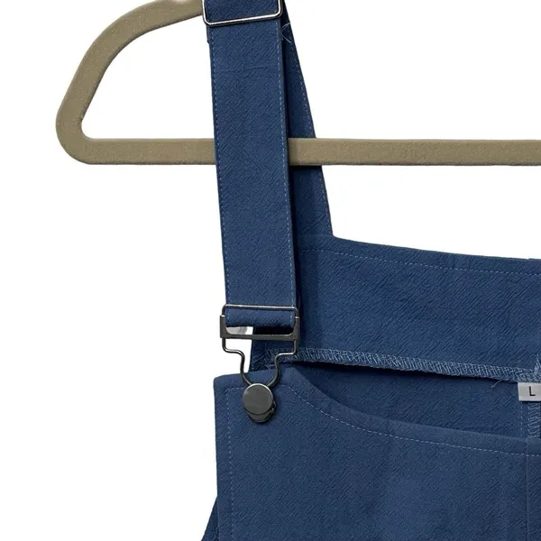 NWT Large Patch Pocket Romper Sz Large Cotton Linen Blend‎ Blue - Image 2