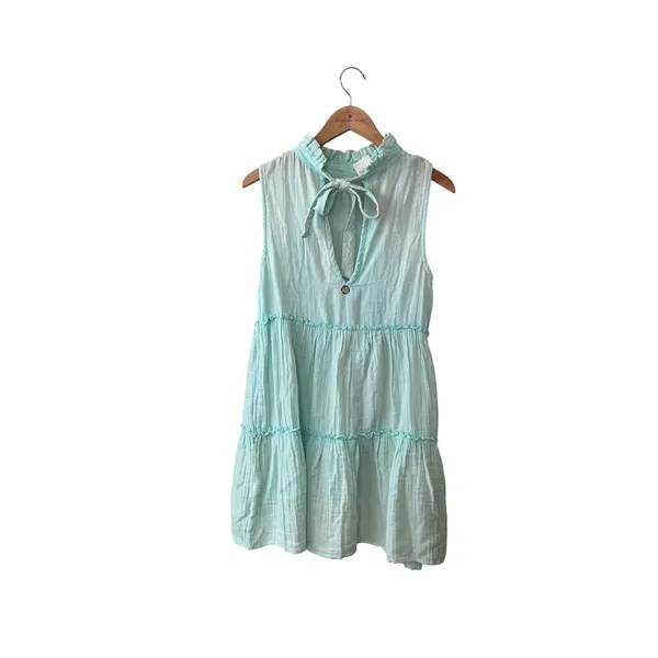 Simply Southern‎ Seafoam Green Cotton Gauze Tiered Ruffle Mini Dress Small NWT - Image 2
