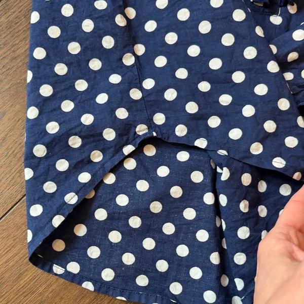 J. Crew Blue Polka Dot Blouse with Ruffle Detail Size Small C2-010 - Image 5