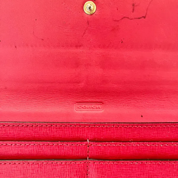 Coach Scarlet Pink Saffiano Leather Slim Soft Wallet #F49350 - Image 4
