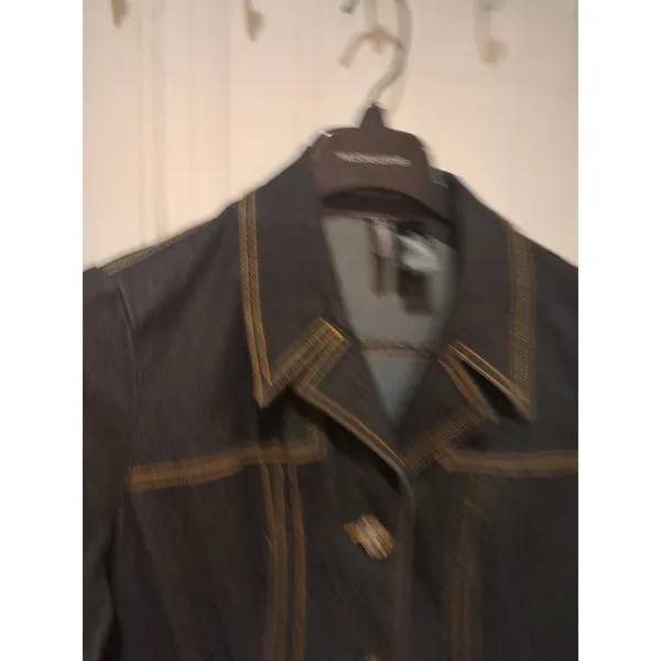 BISOU BISOU Women Large Button Front Denim Jacket Dress Size L - Image 6