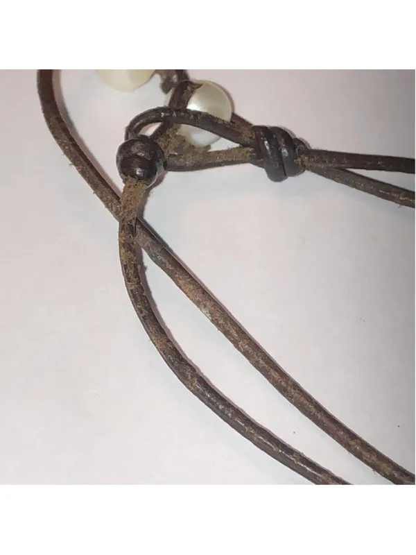 Genuine Pearls Leather Cord Dainty Boho Retro Necklace - Image 5