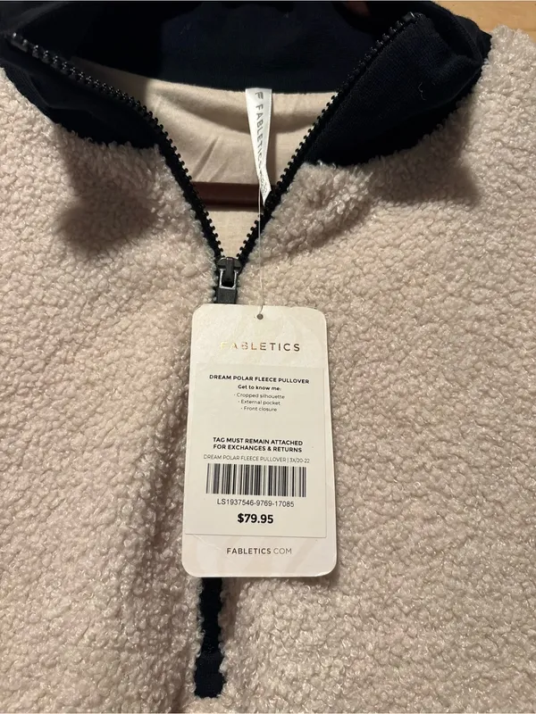 Fabletics Dream Polar Fleece Pullover Womens 3X Cream‎ Black Quarter Zip Sherpa - Image 4