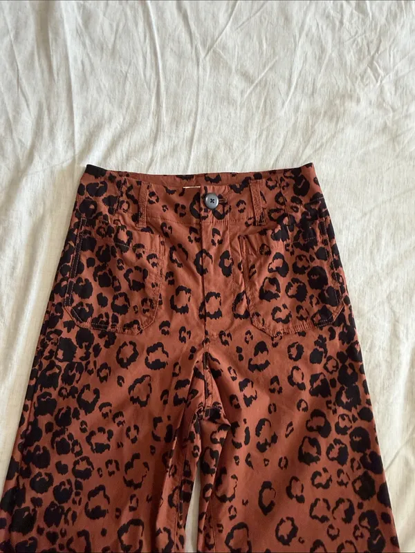 Anthropologie Maeve The Colette Crop‎ Wide-Leg Pants Size 25 Brown Black - Image 2