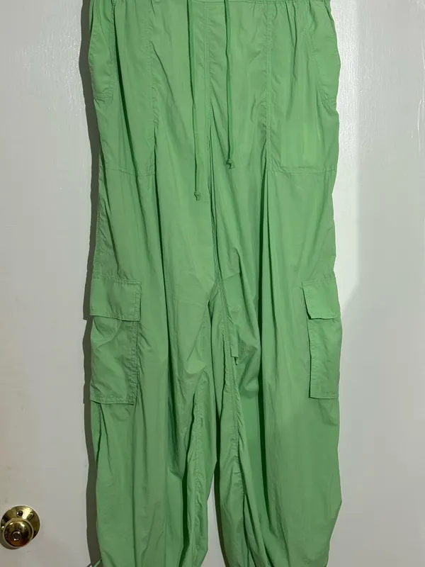 NWT Anthropologie Mint Green Cargo Drawstring Joggers Daily Practice - Image 6