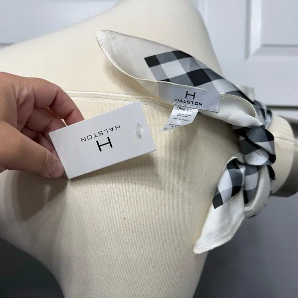 H by Halston Checkered Bandana, One Size, Black/White - Image 4