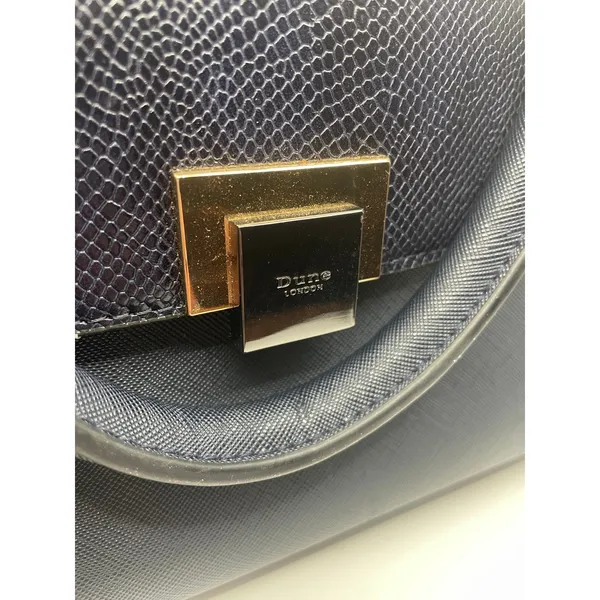 Dune London Navy Blue Structured Satchel Handbag Gold Hardware Women's Purse - Image 7