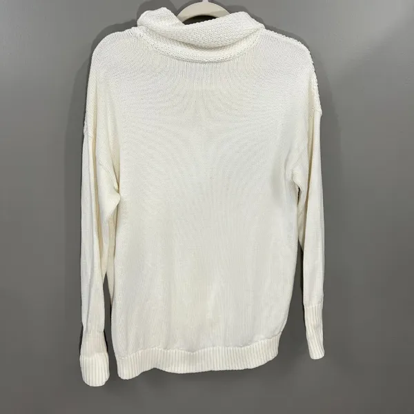 Athleta Women Breckenridge Sweater XL Ivory Top Cowl Turtleneck Long Sleeve Knit - Image 5