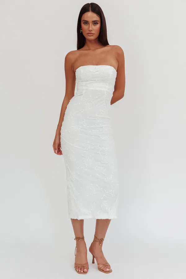 New Selfie Leslie Saints & Secrets Bia Strapless Embroidered Midi Dress Size Small - Image 5