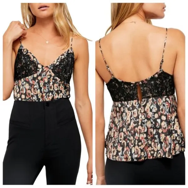 NWT Free People Little Dreams Printed Lace Camisole - Image 2