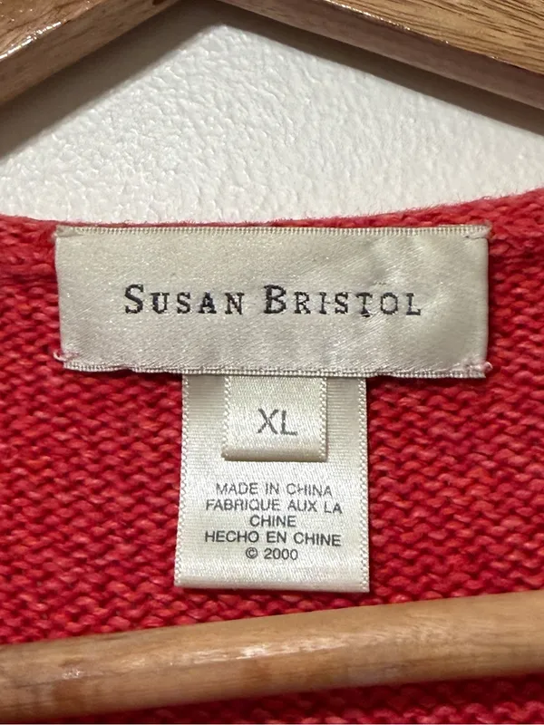 Susan Bristol Vintage Lemon Knit Cardigan Sweater Size Large XL Vtg - Image 3