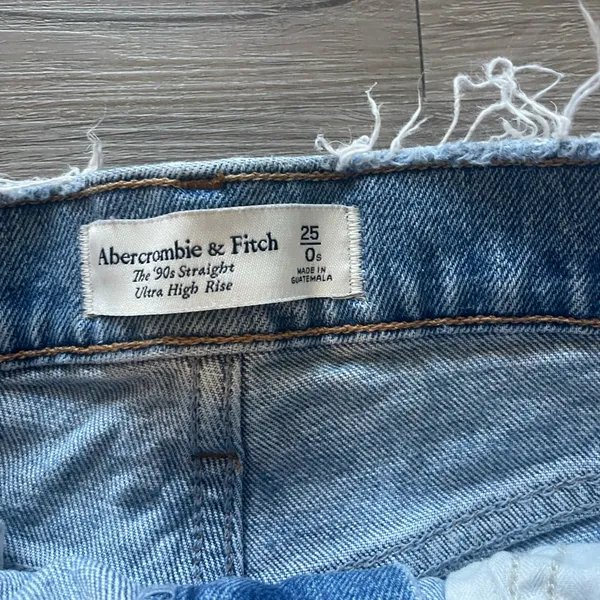 Abercrombie & Fitch Frayed Hem Blue Jean Shorts - Image 3