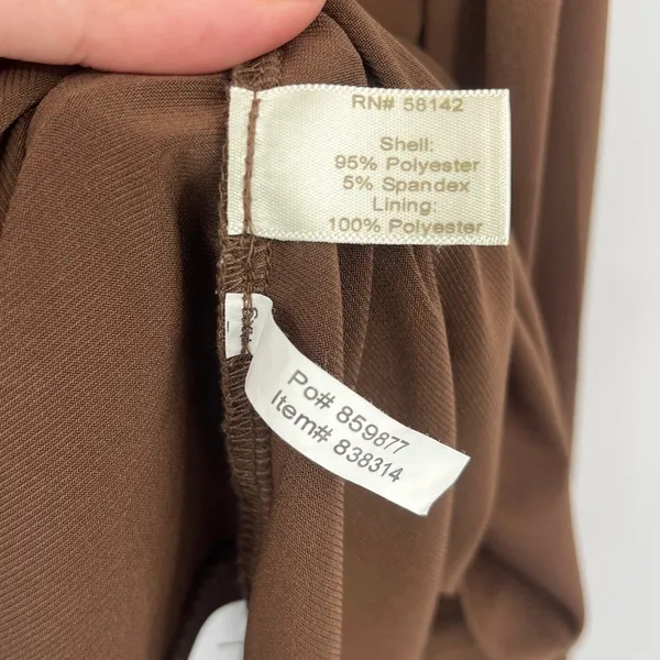 Boston Proper Cowl Neck Dress Sz 8 Brown Quiet Luxury Y2K Stretchy Tie Front - Image 10