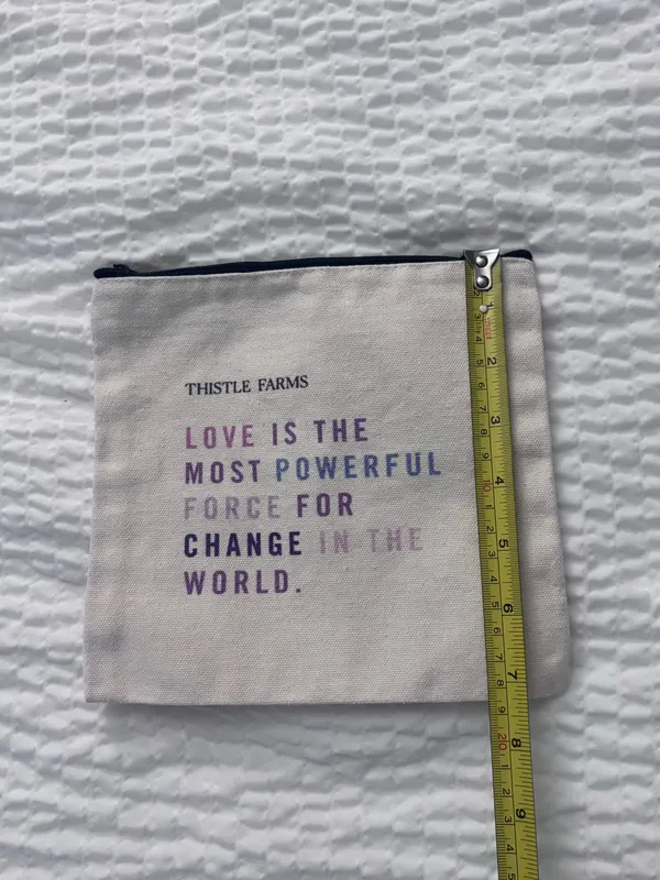 Thistle Farms Canvas Zip Pouch Cream NWOT - Image 3