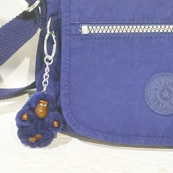 KIPLING Sabian Crossbody Mini Shoulder Bag Blue Monkey Keychain - Image 2