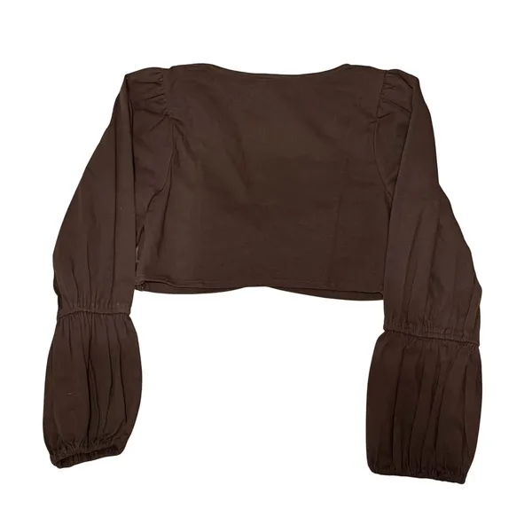 House of Harlow 1960 x Revolve Roque Top Small Brown Lace Up Crop Balloon Sleeve - Image 3