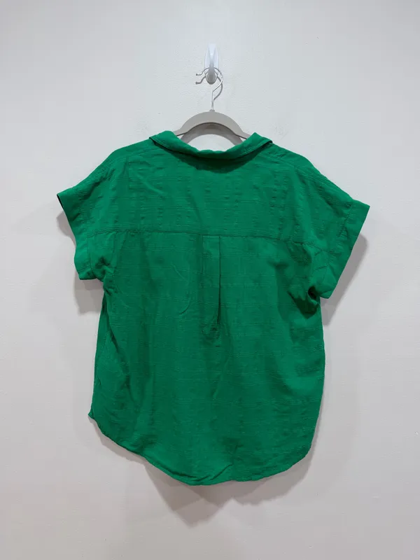 Lucky Brand Green Button Front Blouse Lightweight Textured cotton Top Size - Image 7