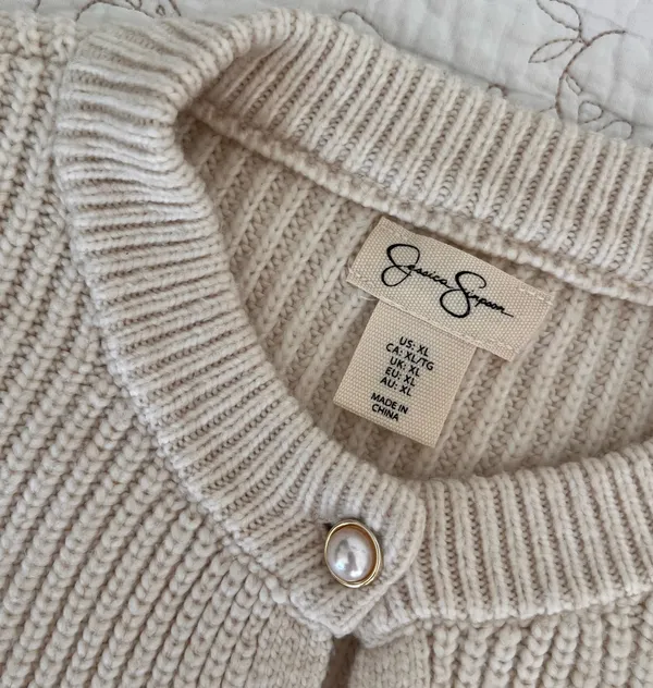 Cream button up sweater - Image 3
