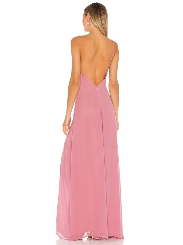 Michael Costello Janina Gown Mauve Slit Maxi Size S - Image 3