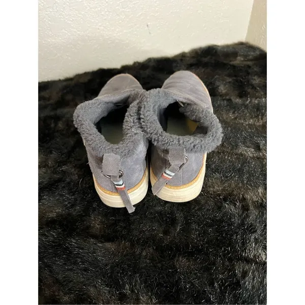 TOMS Paxton Womens 8.5 Faux Fur Water‎ Resistant Slip-on Shoes Gray Leather - Image 3