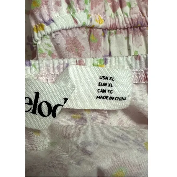 Elodie Pullover Mini Dress Floral Print Puff Sleeve Low Back Pink Size XL NWOT - Image 7