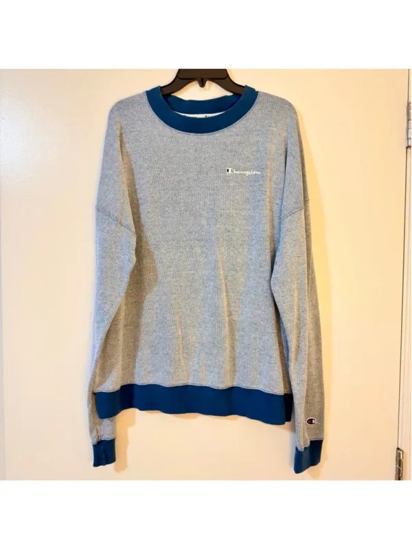 Champion Women's Teal & White Striped Long Sleeve Sweatshirt - Size XL - b13 - Image 11