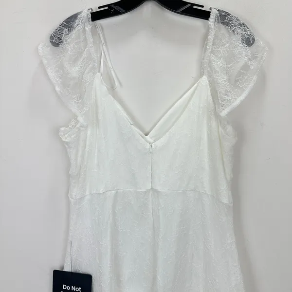 Lulus Graceful Darling White Lace Flutter Sleeve Tiered Midi Dress XL NWT - Image 8