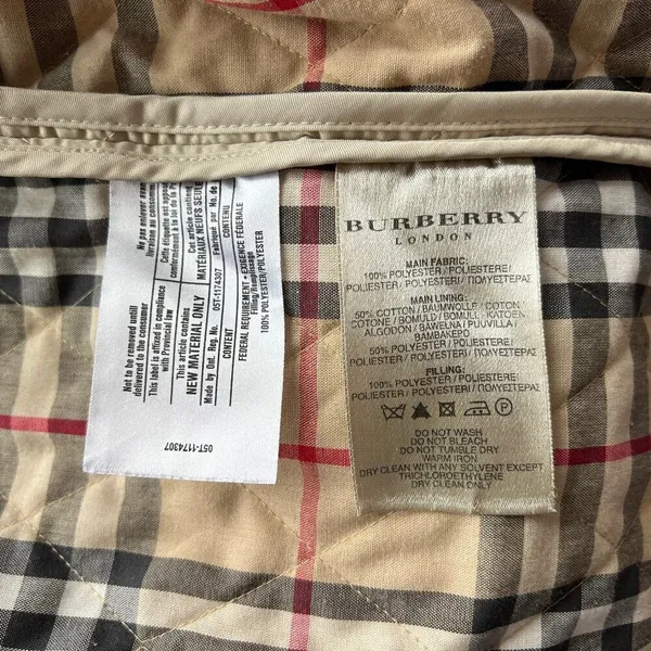 Burberry Classic Diamond Quilted Riding Jacket Tan Plaid Lining Preppy Small - Image 7