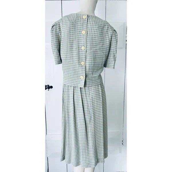 Vintage 90s Jessica Howard Gingham Dress Set Cottagecore Prairie 2pc Size 14 - Image 3