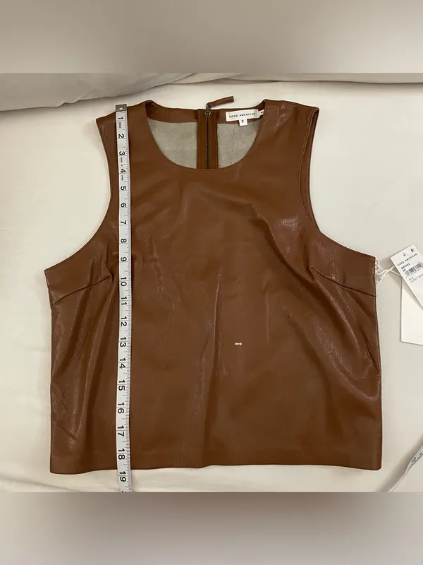 Good American NWT Faux Leather Sleeveless Shell Top Size 2 - Image 4