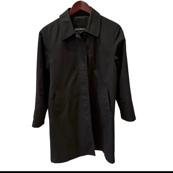Lucky Brand Vintage Inspired Black Trench Coat Lined Single Breasted M - Image 3