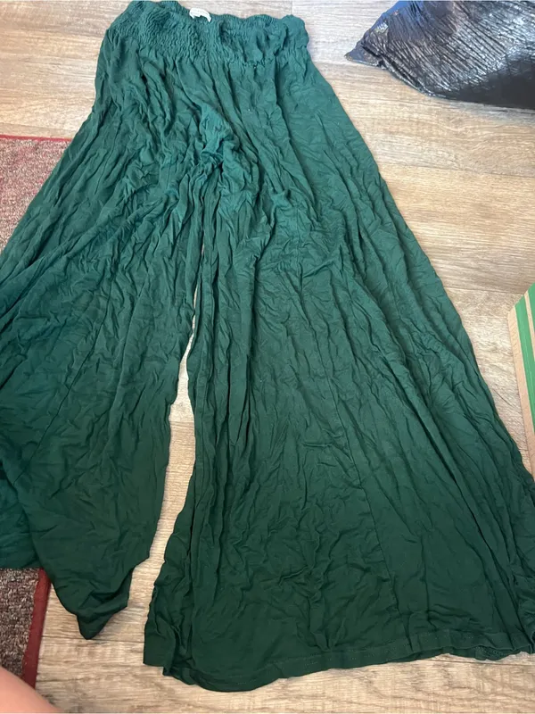 Earthbound Wide Leg Green Palazzo Pants - Image 2