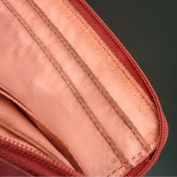 Coach Coral Daisy Leather Double Zip Wallet Wristlet - Image 14