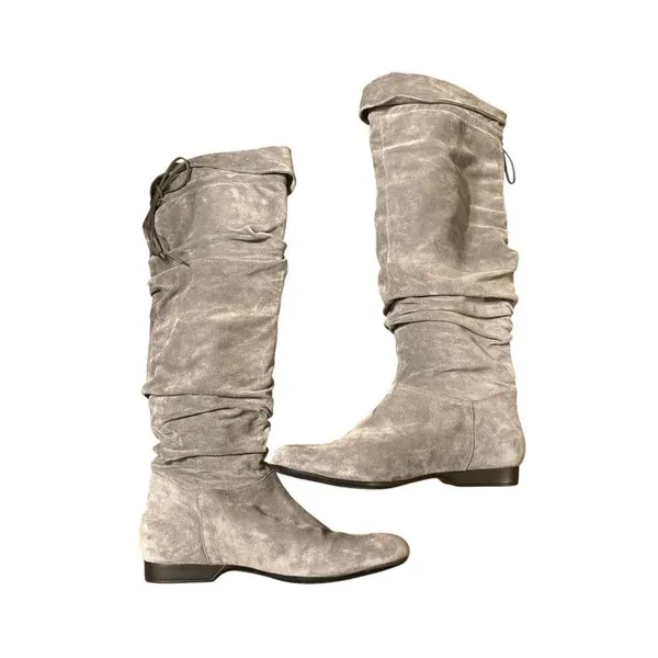 Enzo Angiolini Knee High Gray Suede Slouch Boots Size 8.5 - Image 6