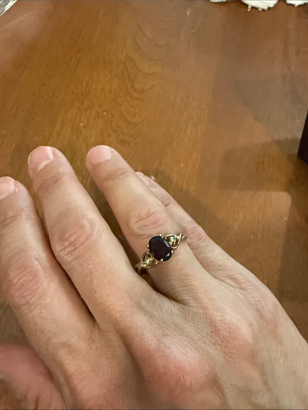 Vintage Victorian-Inspired 14K HGE Ring with Deep Garnet Oval Stone 8 3/4 - Image 8