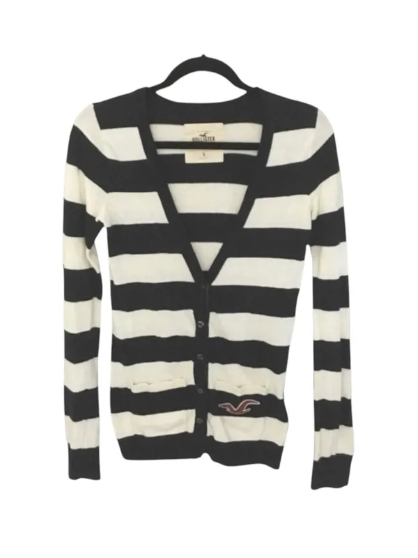 Hollister ★ Varsity Collegiate Rugby Stripe Cardigan Sweater ★ Navy White ★ S - Image 13