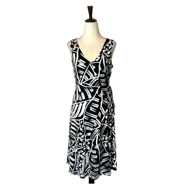 Nic+Zoe Abstract Print Sleeveless Dress‎ Women XS NWT Black White Stretch Knit - Image 3