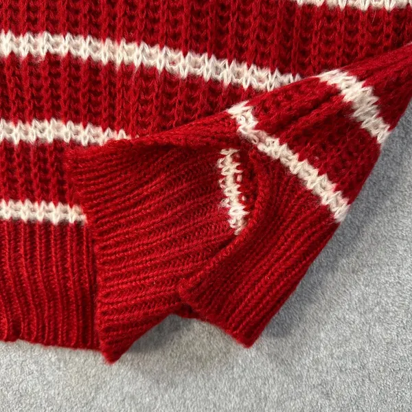 Jodifl Striped Oversize Knit Sweater Women's Large Red/White Crew Neck New - Image 6