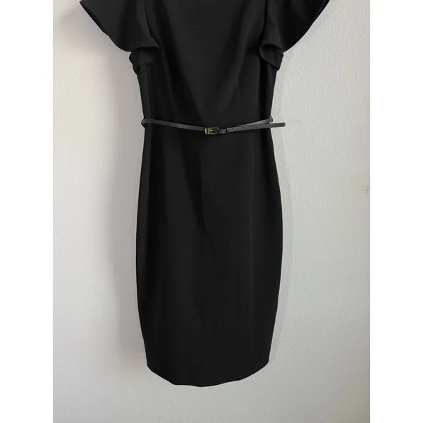 Calvin Klein Black Dress Women's Size 6 Cap Sleeves Empire Waist Gold Zip‎ Back - Image 5