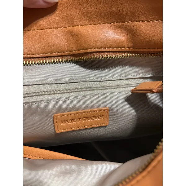 Mark And Graham Vegan Leather Backpack Top Zipper Camel - Image 6