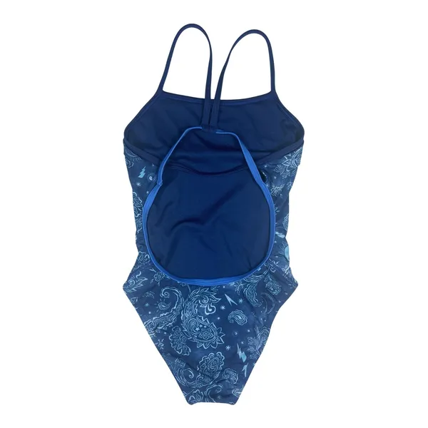 Speedo Double Crossback One Piece Blue Size 24‎ Racing Swimsuit Activewear EUC - Image 4