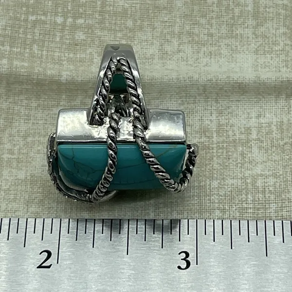 Western Boho Faux Turquoise Ring Size 8‎ Silver Tone Southwest Nautical Festival - Image 8