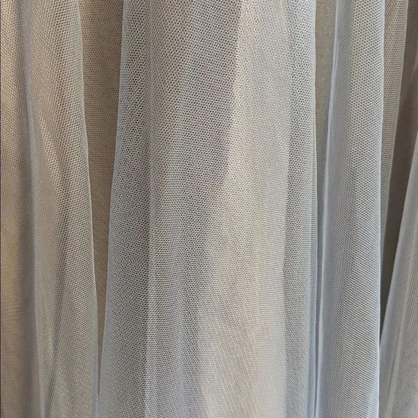 W Too by Watters Long Tulle Bridesmaid Dress Slate Gray BlueSize 6 V-Neck Gown - Image 4